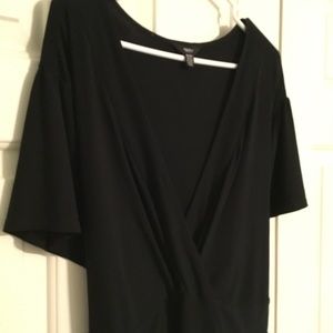 Black V neck dress with tie